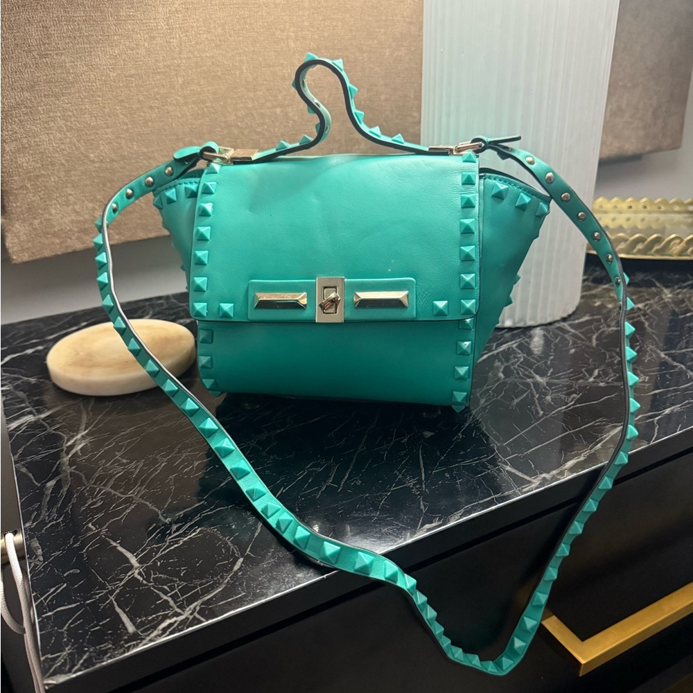 Studded Teal Crossbody Bag